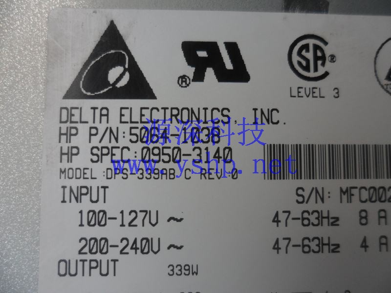 上海源深科技 Shanghai   HP 12H DiskArray  Power Supply   5064-1038 0950-3140 DPS-339ABC 高清图片