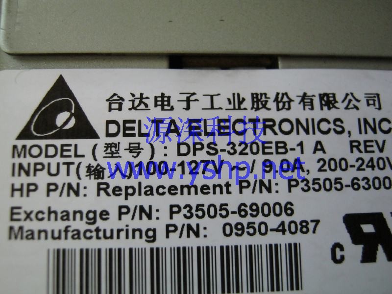 上海源深科技 Shanghai   HP Server TC3100  Power Supply   DPS-320EB-1A P3505-69006 0950-4087 高清图片