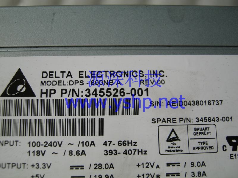 上海源深科技 Shanghai   HP 原装 XW8200  Power Supply   345526-001 345643-001 DPS-600NBA 高清图片