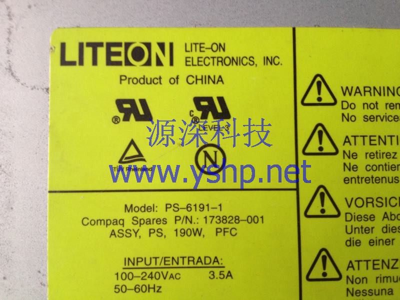 上海源深科技 Shanghai   HP DL360G1  Server  Power Supply   PS-6191-1 173828-001 高清图片