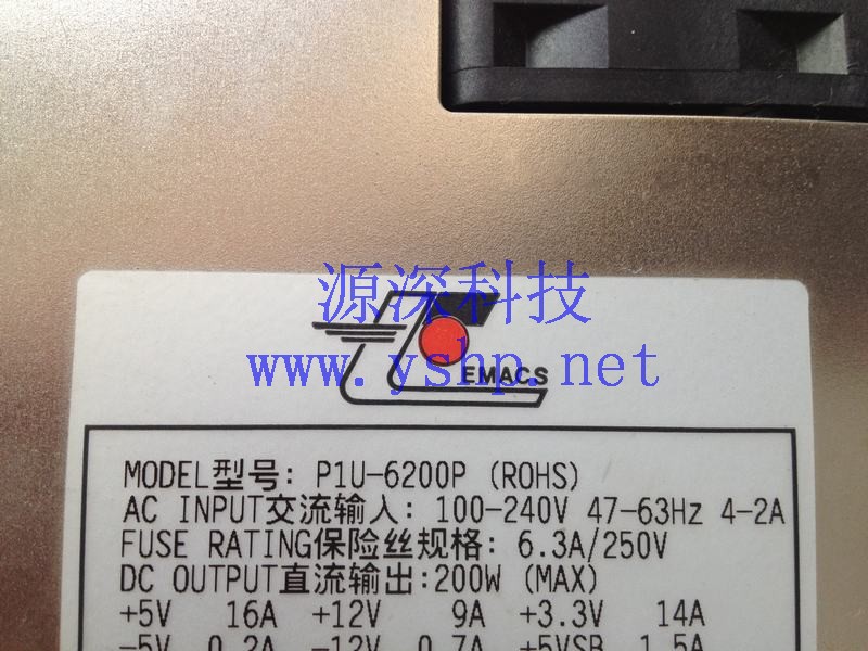 上海源深科技 Shanghai   EMACS ZIPPY 新巨 1U Server Power Supply   P1U-6200P 高清图片