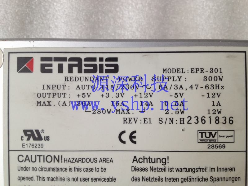 上海源深科技 Shanghai   亿泰兴 ETASIS  Hot Swap Power Supply  MODEL EPR-301 高清图片