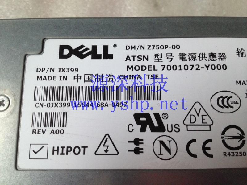 上海源深科技 Shanghai   DELL PowerEdge PE2950 PE2970 Server Power Supply   7001072-Y000 JX399 高清图片