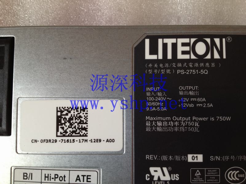 上海源深科技 Shanghai   DELL PowerEdge C2100 Power Supply   Liteon PS-2751-5Q F3R29 高清图片