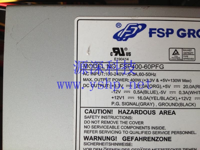 上海源深科技 Shanghai   Industrial Equipment  Industrial computer Power Supply   FSP400-60PFG 高清图片