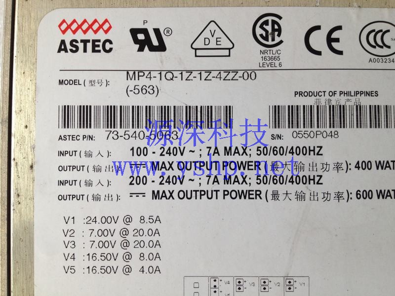 上海源深科技 Shanghai   ASTEC Power Supply   MP4-1Q-1Z-1Z-4ZZ-00 -563 73-540-5036 高清图片