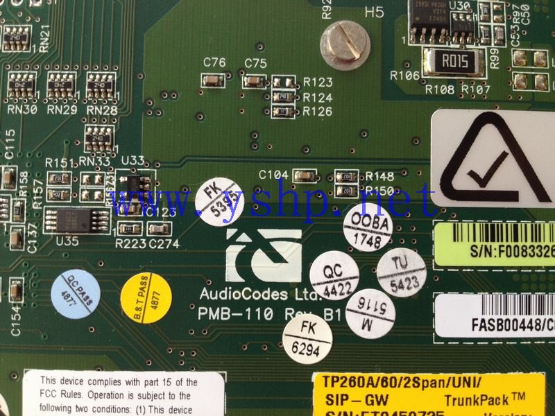 上海源深科技 Shanghai   AudioCodes TP260A/60/2Span/UNI/SIP-GW TrunkPack 高清图片