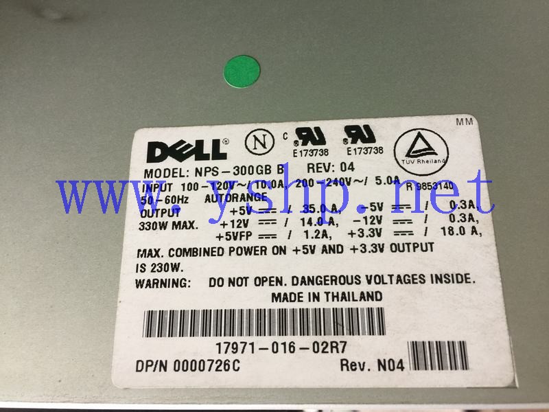 上海源深科技 DELL PowerEdge PE1300  Server Power Supply   NPS-300GB B 17971-016-02R7 0726C 高清图片