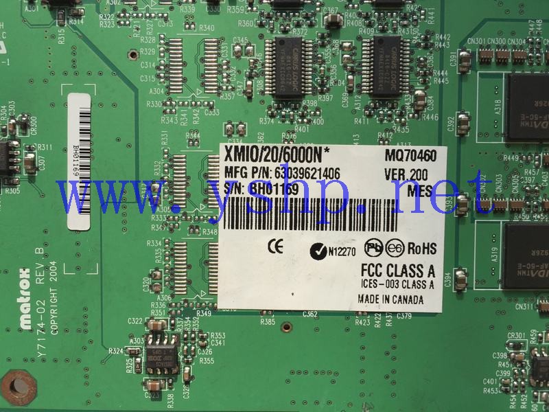 上海源深科技 Shanghai   MATROX 专业非编卡 Y7174-02 REV.B XMIO/20/6000N* 高清图片