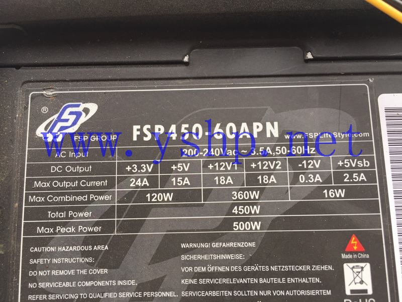 上海源深科技 Shanghai   Industrial Equipment  Industrial computer  Power Supply   FSP450-60APN 高清图片