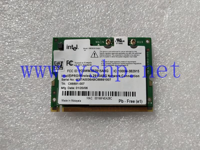 上海源深科技 INTELWireless network card PRO WIRELESS 2915ABG C88891-007 ANATEL 1039-04-2407 D10725-001 高清图片